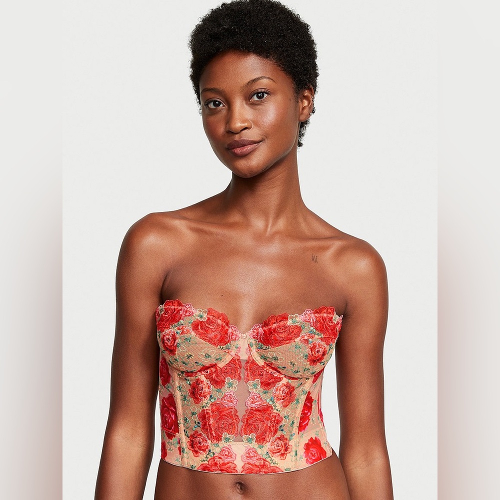 Victoria's Secret Red and Cream Floral Bra